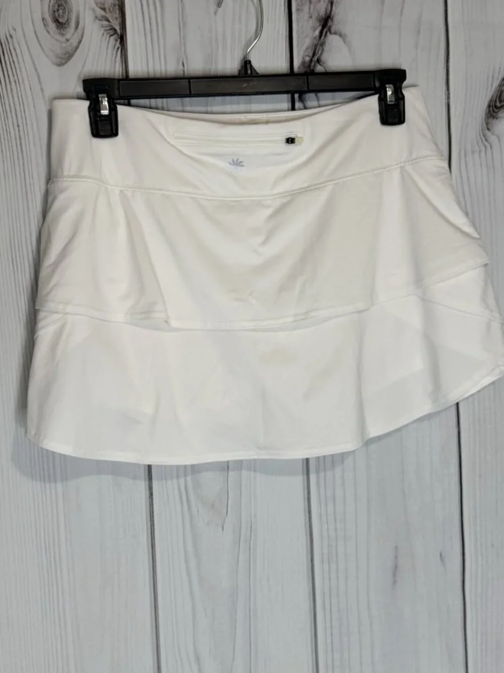 Athleta Swagger Tiered Tennis Skort Skirt Sz Large White Drawstring